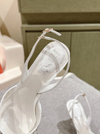 RC 25C Slingback Diamond High Heel 8cm White Silk Rhinestones 268078