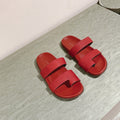 The Row Hugh Slides Red Cowhide Rubber 451282