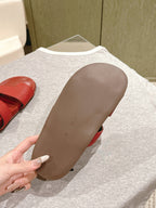The Row Hugh Slides Red Cowhide Rubber 451282
