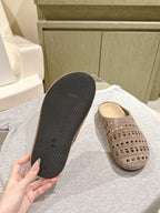 The Row 25ss Perforated Mule 20mm Taupe Suede 451270