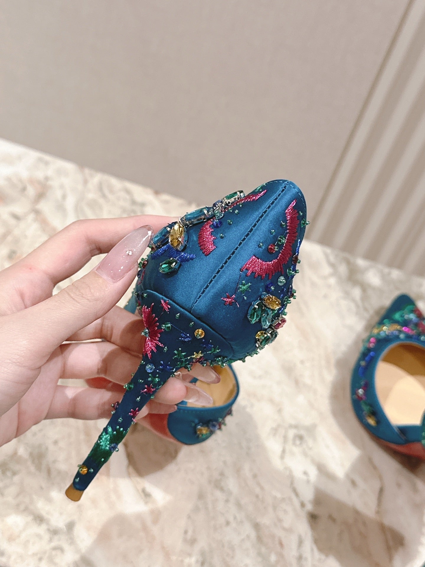 CL 25 Embellished Pumps Blue Imported   Special 346311