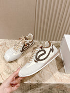 Loewe 2025 Paula's Ibiza Flow Runner Sneaker Ivory Brown Suede Leather 556049