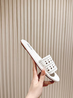 Alaia 2025 Hollow Slippers White Leather 293655