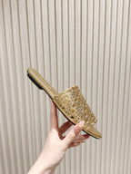 Alaia 2025 Vienne Slippers Gold Lambskin 293657