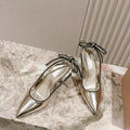 Miu Mordoré Pointed Toe Slingback Pumps 85mm Light Gold Cowhide Sheepskin 445789