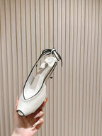 Miu Mordoré Slingback Pumps 85mm White Cowhide Sheepskin 445791