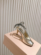 Miu Mordoré Slingback Pumps 85mm Light Gold Cowhide Sheepskin 445794