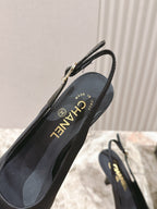 CC 25ss Bow Tie Slingbacks 85mm Black Satin & Patent Leather 447414