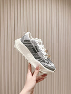 Miu Technical Sneakers White Black Cowhide Fabric 445808