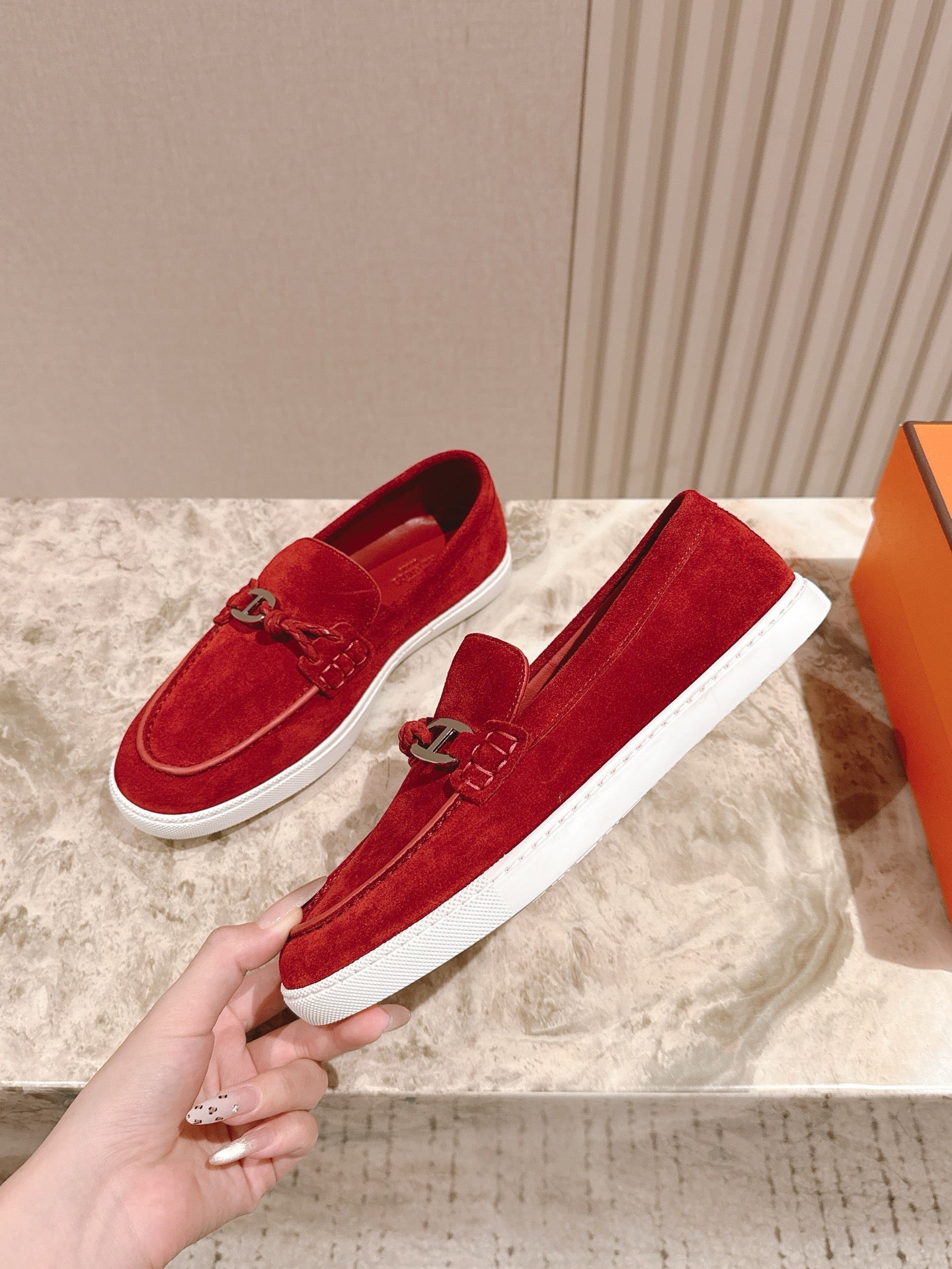 HM 25s Ignacio Loafer Red Suede Rubber 445351