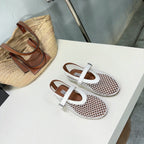 Alaia 25 Laminated Fishnet Ballet Flats White Lambskin 576442