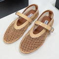 Alaia 25 Laminated Fishnet Ballet Flats Fawn Lambskin 621833
