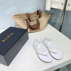 Alaia 25 Thong Sandals White Fishnet Sheepskin 315964