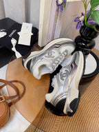 cc classic sneaker white fabric silver metalic calfskin