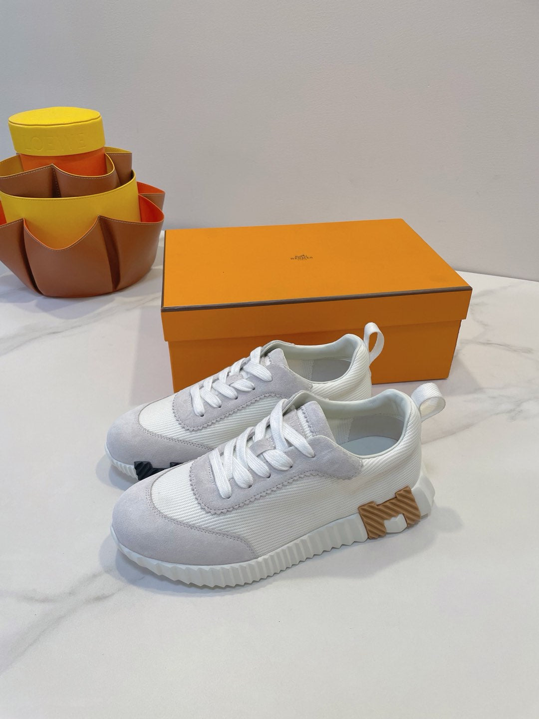 HM Bouncing sneaker White mix Beige Grey Fabric with Suede 212279