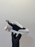 HM Bouncing sneaker Beige Gray mix Black Fabric with Suede 212284
