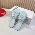 Petal Anagram Slide in Sky Blue Soft Calfskin 273743