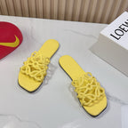 Petal Anagram Slide in Yellow Soft Calfskin 273742