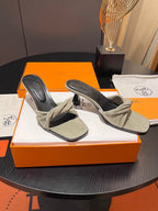 HM Giny Sandal 5.5 Light Taupe Suede Calfskin 680058