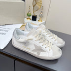 Golden Goose 26s Superstar Sneakers White Sliver Glitter Leather 735892