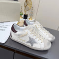 Golden Goose 26s Superstar Sneakers White Sliver Burgundy Glitter Leather 735893