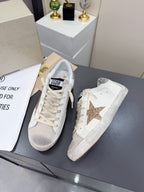 Golden Goose 26s Superstar Sneakers White Gold Glitter Leather 735895