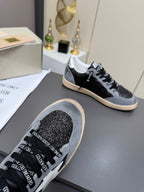 Golden Goose 26s Ball Star Sneakers Black Grey Suede Glitter 735897