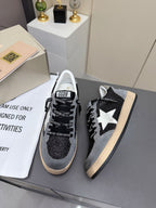 Golden Goose 26s Ball Star Sneakers Black Grey Suede Glitter 735897