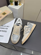 Golden Goose 26s Ball Star Sneakers Sliver Grey Suede Glitter 735899