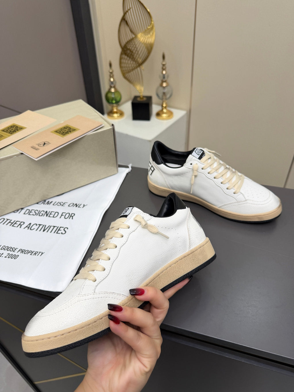 Golden Goose 26s Ball Star Sneakers White Black Leather 735900