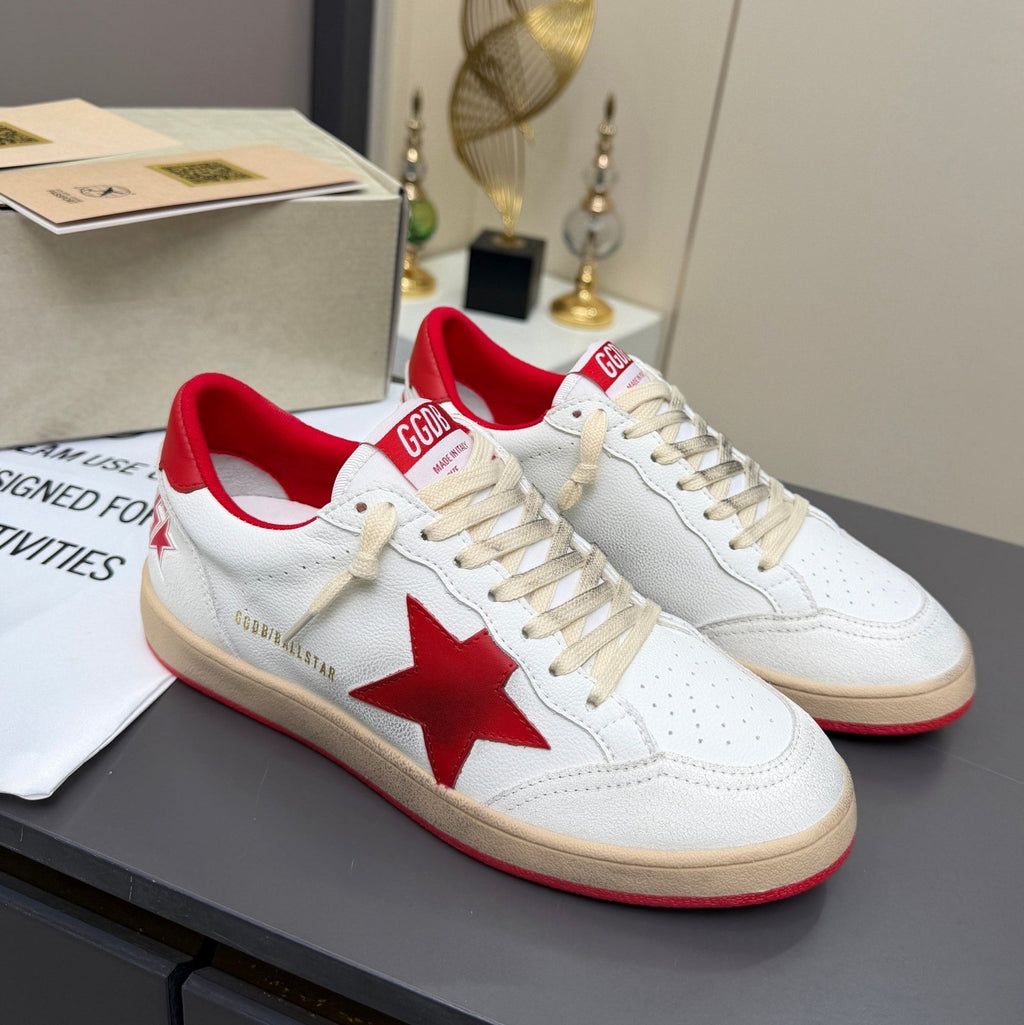 Golden Goose 26s Ball Star Sneakers Red White Leather 735901