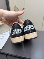 Golden Goose 26s Ball Star Sneakers White Black Glitter Leather 735904