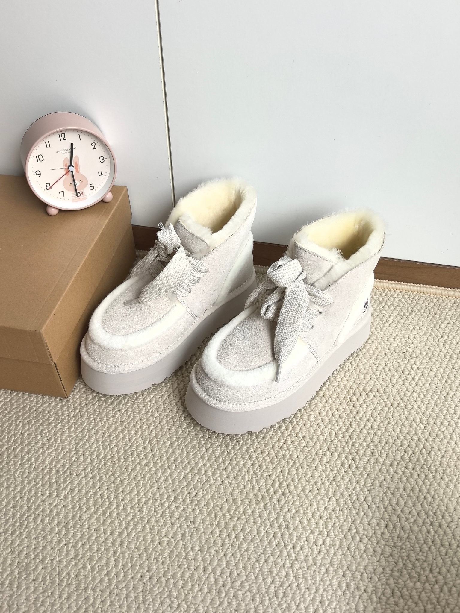 UGG Dopamine Snow Boots Light Grey Wool Suede 512874