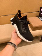 HM Men's Depart Slip-on Sneaker Black Knit Cowhide 709790