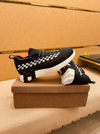 HM Men's Flex Slip-on Sneaker Black Knit Cowhide 671700