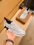HM Men's Flex Slip-on Sneaker Grey Knit Cowhide 671703