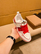 GG Men's Sneaker White Red Cowhide 671710