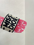 dway heeled slide 35 embroidered cotton red miss cd alllover motif