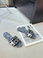 dway slide embroidered cotton grey miss cd alllover motif