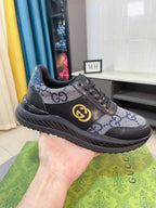 GG Men's Sneaker Black Blue Canvas Calfskin 523336