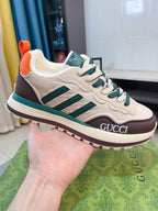 GG Men's Sneaker Brown Beige Cowhide 523395