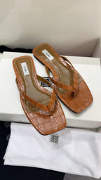 Toteme Thong Sandals Brown Croc-Effect Leather 751660