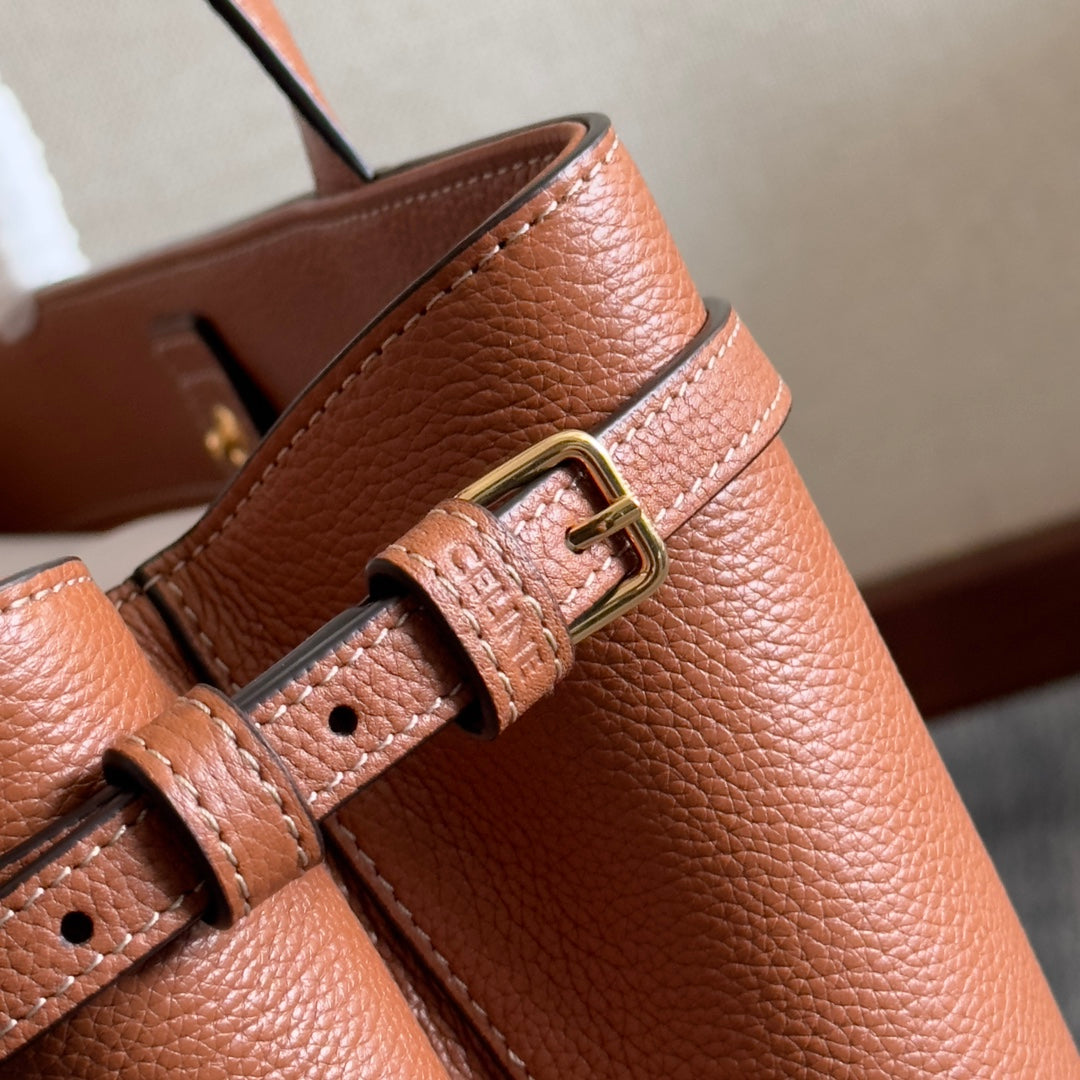 SMALL CABAS ANAÏS CUIR TRIOMPHE 28 IN BRONZE ORANGE GRAINED CALFSKIN