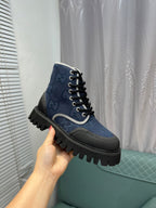 GG Men's 25 Lace up Boot Black Blue Canvas 720793