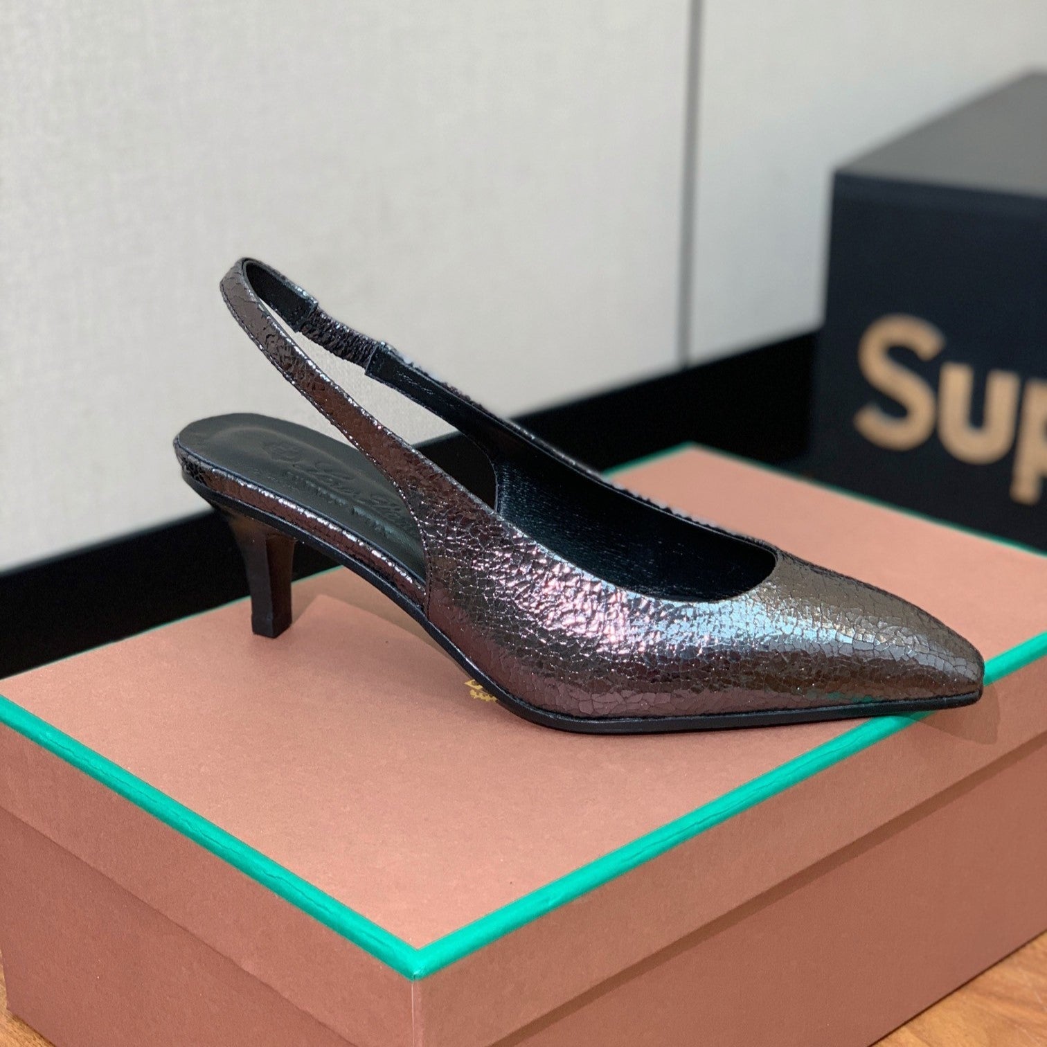 Rebecca Slingbacks 50 Black Brown Calfskin