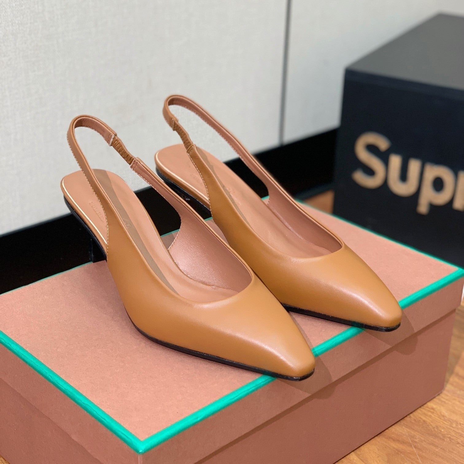 Rebecca Slingbacks 50 Saddle Brown Calfskin