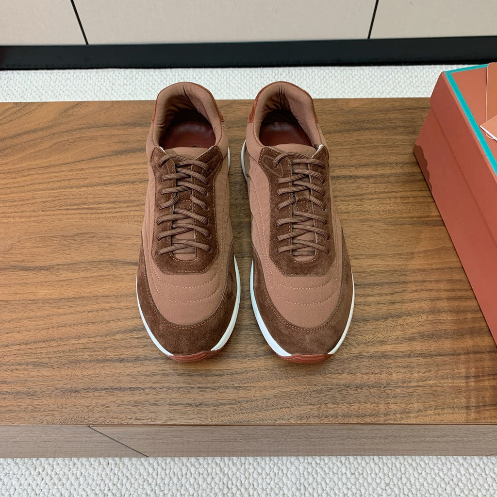 LP Week End Walk Sneaker In Tawny Mix Earth Brown Denim Fabric And Sudede 984389