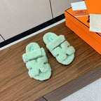 HM Chypre Sandal In Light Turquoise Lamb Wool 984178