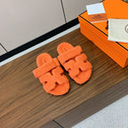 HM Chypre Sandal In Orange Lamb Wool 984182