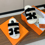 HM Chypre Sandal In Black Mix White Fleece And Suede 984199
